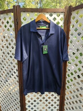 NWT Oxford Golf Mens Super Navy Blue Collared Golf Tee, Size Large